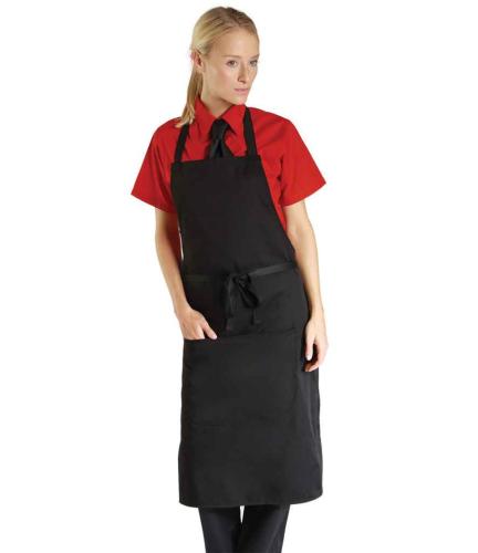 Dennys Bib Apron with Pocket - BLK - ONE